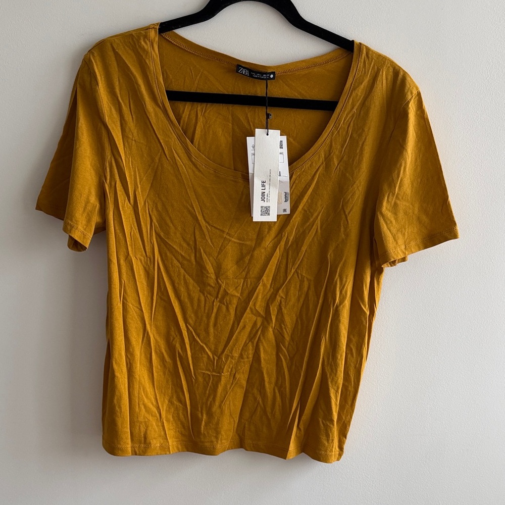 Zara Golden Yellow Short Sleeve Top